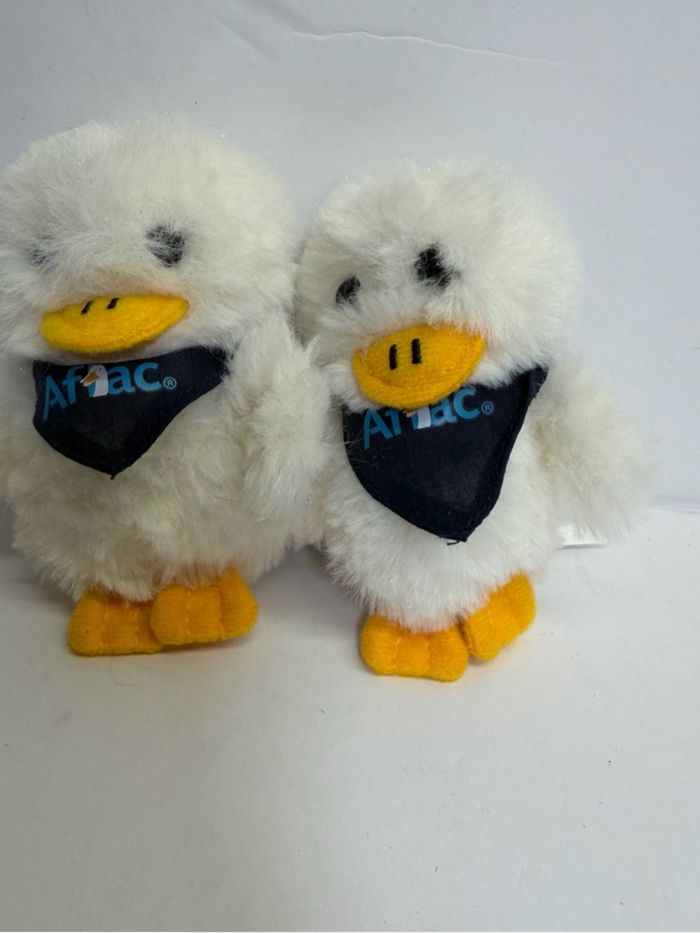 Two Aflac Baby Duck Plush Keychains Backpack Clip 1 Has sound 1 None Mini Duck